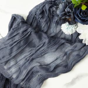 2 PCS 13Ft Table Runner for Wedding, Cotton Cheesecloth Table Runner Linen Table Runners Gauze Table Runners Bridal Party Decor Wedding Table Decor (Blue)