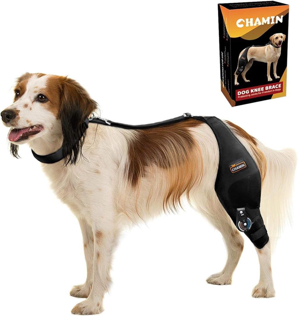 CHAMIN Adjustable Dog Knee Brace for Torn ACL Hind Leg, Support for Tear Ligament, Osteoarthritis, Rear Leg Limp, Recovery After Surgery,et(Left Leg,M)