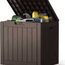 NEWBULIG 31 Gallon Deck Box, Weatherproof Resin Lockable Outdoor Storage for Secure Package Deliveries and Indoor Storage in Garden or Patio, Backyard (Brown)