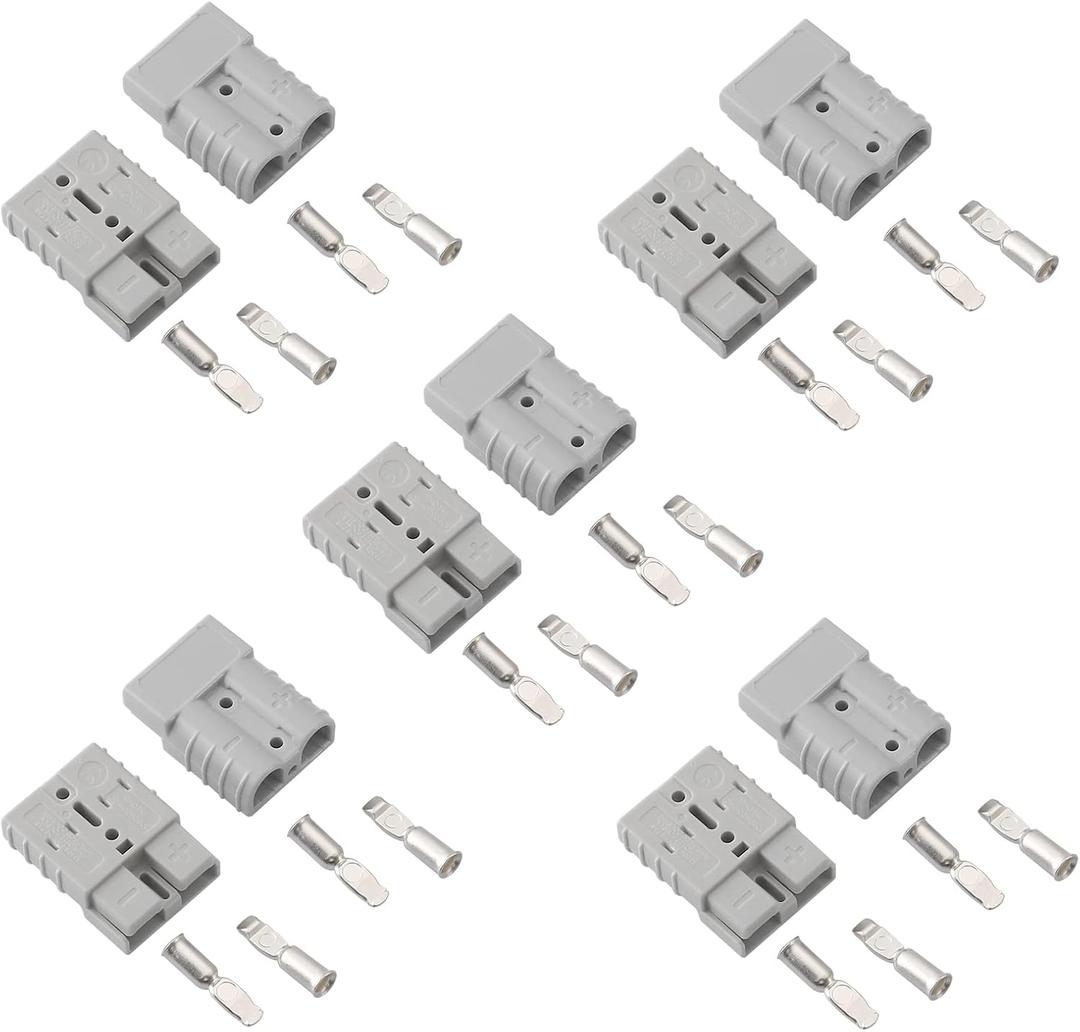 10 Pcs 6-8 Gauge 50 Amp Battery Quick Connect/Disconnect, 12V Jumper Cable Plug Wire Connector Kit for Recovery Winch, Forklift, Towing Systems(Grey)