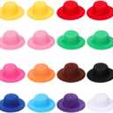 16 Pieces Mini Hats for Crafts 12 Colors Doll Miniature Mini Formal Craft Small Fabric Ornaments Hat for DIY Crafts Party Doll Accessory Decoration,1.6 x 0.5 Inch