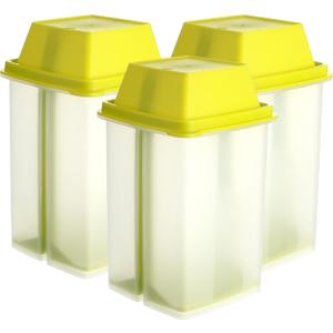 CHENGU 3 Pieces Jalapeno Pickle Containers with Strainers Square Dispensers Free Storage of Condiment Food Pickle Holder with Easy to Open Lid Design for Pickled Kitchen Tools (Yellow), 3.9 x 3.9 x 7.5 inches