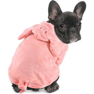 DELIFUR Dog Halloween Pig Costume - Adorable Boston Terrier Pig Hoodie Cosplay for Small & Medium Dogs
