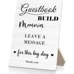 Guestbook Sign, Wedding Guestbook Wooden Sign Stand 5x7inch, Message Guest Book Wedding Sign Stand, Wedding Signs for Reception, Wedding Table Decorations, Wedding Table Sign