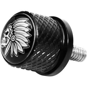 Black Stainless Knurled Fender Seat Bolt Screw 1/4"-20 Thread Compatible with Harley Sportster Touring Softail Dyna CVO Electra Glide Street Glide 1996-2020- Indian Skeleton