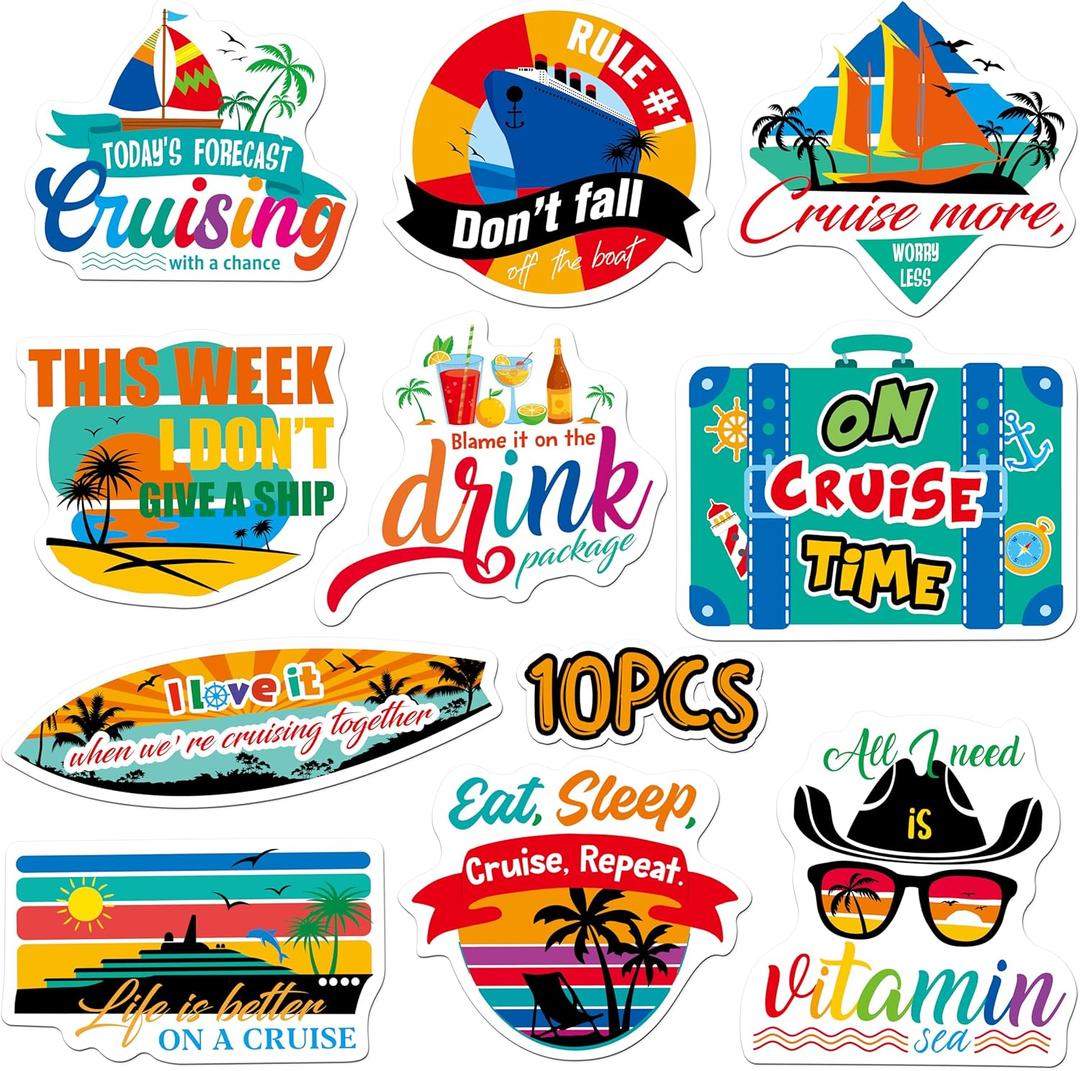 10PCS Large Cruise Door Magnets, Magnetic Waterproof Navigation Boat Anchor Cruise Ship Car Decors, Decorative Refrigerator Protector Magnets for Refrigerator, Carnival Cruise Party