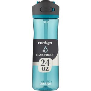 Contigo Ashland 2.0 Leak-Proof Water Bottle with Lid Lock and Angled Straw, Dishwasher Safe, Interchangeable Lid, 24oz, Juniper (24oz (Pack of 1))
