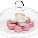 MyGift 8.7 Inch Round Glass Cake Dome Cover, Pastry Display Cloche with Knob Handle, Cake Stand Lid