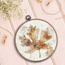 Hxlac Vintage Fall Maple Leaf Round Wall Art Framed, Farmhouse Fall Round Wall Decor, Neutral Rustic Autumn Hanging Canvas Prints Wall Sculptures for Farmhouse Home Living Room Decor, 10x10 Inch