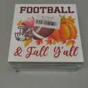 Fall Home Decor, Football Fall Wooden Sign Decor Desk Sign Pumpkin Wooden Block Sign Rustic Home Shelf Wall Decoration Pack of 2