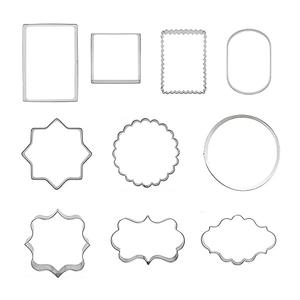 10 PCS Plaque Frame Cookie Cutters Set Fondant Tiles Biscuit Cutter Molds for Cookie Fruit Shapes