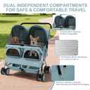 Double Pet Stroller for 2 Small Dogs & Cats, Side-by-Side Twin Travel Carriage with Safety Leashes, Mesh Windows & Double Storage Baskets, Lightweight & Foldable, 44lbs Capacity, Light Blue