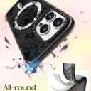 Cute Case for iPhone 16 Pro Max for Women Girls - Funny Black Flower Design Compatible with Magsafe Magnetic Ring Holder Kickstand Fashion TPU Phone Covers