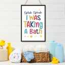 2 x Funny Kids Bathroom Wood Plaques Wall Decor,Splish Splash I was Taking a Bath Bathroom Front Door Wooden Hanging Sign for Toilet Washroom Shower Room Wall Decor 12'' L x 8'' W