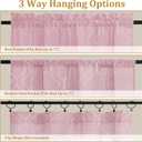 2 x Lecloud Wasa Blush Pink Sheer Curtains, Voile Short Curtains with Jacquard Pattern, Light Filtering Window Curtains for Kitchen Bedroom 45 Inch Length 2 Panels Set, 42 W x 45 L