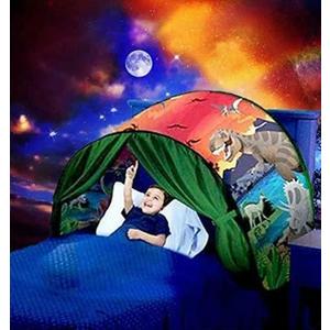 Bed Tents Fantasy Fun Foldable Play Pop up Outdoor Indoor Twin Size,Magic Playhouse Princess Secret Castle,Birthday for Girls Kids Baby (Dinosaur Island)