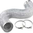 Cenipar Dryer Vent Hose-4 inch Ducting Vent Hose Flexible Aluminum Foil Non-Insulated (4 inch 8 feet) with 2 Clamps