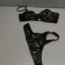 Lilosy Sexy Mesh Sheer Underwire Push Up Lingerie Set Lingerie Set (Black, M)