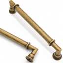 Asidrama 10 Pack 5 Inch(128mm) Brushed Antique Brass Cabinet Pulls, Kitchen Aged Brass Cabinet Handles Vintage Hardware for Cupboard Drawer (5" Hole Center)