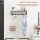 Homode Wall Hooks With Shelf, 24 Inch Coat Rack Wall Mount for Entryway, Clothes, Backpack, Key, Purse - Floating Shelf Hanging in Bathroom, Bedroom, Hallway, Rustic Grey