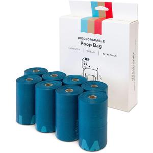 Wildebeest Biodegradable Dog Poop Bags Rolls, Extra Thick Unscented & Leakproof Dog Waste Bags, 100% Compostable Poop Bags Fit Any Poop Bag Holder  8 Heavy Duty Eco-Friendly Poop Bag Rolls (120 Bags)