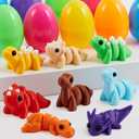 JOYIN 8 Pcs Prefilled Easter Eggs with 3D Printed Toys Mini Dinosaur, Articulated Toys, Basket Stuffers Fillers for Kids Party Favors, Stuffed Easter Egg, Classroom Prize Supplies(Age 8+)