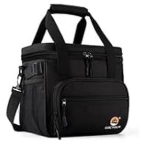Large Lunch Bag Insulated Lunch Box,Freezable Lunch Cooler Bag for Adult Men Women- 15L Insulated Lunch Bag Leakproof Mens Lunchbox for Work Office Picnic (Black)