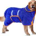 Bienbee Dog Bathrobe, Quick Drying Super Absorbent Pet Robes for Dogs, Drying Coat for After Bath & Swim, Warm & Cozy Dogs Towels, Dog Puppy Bath Supplies, Dark Blue XL