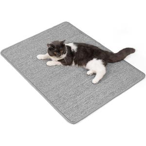 Cat Scratcher Mat,Natural Sisal Cat Scratch Pad with Hook&Loop Tape,Horizontal Floor Kitty Scratching Pads Rug for Indoor,Pet Furniture Protector for Couch&Carpets&Sofas, Large, Grey (1 Pack-L (31.5'' X 23.6"))