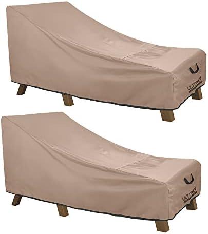 ULTCOVER Waterproof Patio Lounge Chair Cover Heavy Duty Outdoor Chaise Lounge Covers 2 Pack - 68L x 30W x 30H inch, Brown