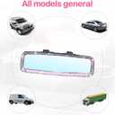 Bling Car Rear View Mirror, Rhinestones Crystal Clip-on Rearview Mirror with HD Glass, Compatible with Most Cars, SUVs, Vehicles, Auto Interior Accessories for Women Girl (Pink) (Style 2-Pink)