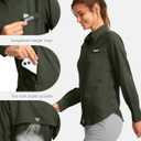 Womens Sun Protection Fishing Shirt with Zipper Pockets Lightweight SPF Long Sleeve Shirts for Hiking Safari (Green, S)