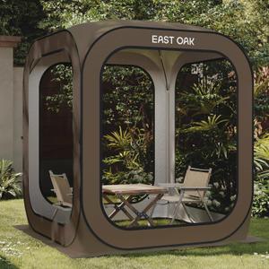 East Oak Screen House Tent Pop-Up, Portable Screen Room Canopy Instant Screen Tent 6 x 6 FT with Carry Bag for Patio, Backyard, Deck & Outdoor Activities, Beige, 66 Ft