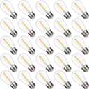 S14 Replacement LED Light Bulbs, Shatterproof & Waterproof 1W S14 LED Bulbs, Outdoor String Lights , E26 Base Patio Edison LED Light Bulbs, Warm White 2200K Plastic 70ML Non-Dimmable 25 Pack