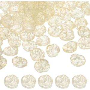 uxcell 100 Pcs Rose Beads, 0.55" Glass Flower Rose Charm Carved Loose Spacer Crystal Craft Beads for DIY Jewelry Making Bracelet Beading Projects Supplies, Light Yellow