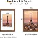 YESKAY 8x12 Picture Frame 3 Pack,Brown Wooden Frame with Tempered Glass,Display Pictures 6x8 with Mat or 8 x 12 Without Mat,8 by 12 Photo Frame for Wall or Tabletop