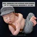 Zeroest Baby Photography Props Newborn Boy Photo Shoot Outfits Infant Gentleman Suit Lattice Outfit Hats (Black+white)