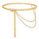 WHIPPY Waist Chain Belt Women Ladies Adjustable Body Waist Link Belts for Jeans Dresses Gold Tone M