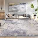 Washable Area Rugs 9'x12' Non-Slip Modern Abstract Soft for Living Room Entryway Bedroom, Print Pattern, Purple Grey Cream Yellow