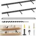 Hidden Floating Shelf Bracket 34 inch Heavy Duty Floating Shelf 2PCS Thickened Solid Steel Hardware for Hidden Wall Shelves Support Kitchen/Living Room/Office (6 inch Rods) (34" x 6" x 1.5")