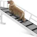 Dog Ramp for Bed or Couch, Wooden Pet Ramp with 20 Gentle Slope, Removable Side Rails, Non-Slip Surface, Top Platform & Wheels, Safe Bed Ramp for Small, Medium & Senior Dogs, 60" Long, White