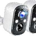 Techage Security Cameras Wireless Outdoor, 2K Battery Powered Cameras for Home Security with AI Motion Detection, 2.4G WiFi, Color Night Vision, 2-Way Talk, IP66 Waterproof, Cloud/SD Storage 2 Pack (White)