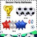 2 x 4D Soccer Party Balloons, Championship Trophy Balloon, First Prize Soccer Party Decorations, World Cup Sport Theme Birthday Party Balloons (Red Blue White), 8.8 inches x 9.7 inches x 0.6 inches