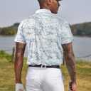 Derminpro Mens Camo Golf Shirts Moisture Wicking Short/Long Sleeve Dry Fit Golf Polos (Gray, S)