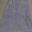 MakeMeChic Women's Maternity  Only 1Piece Pajamas Set Striped V Neck Tie Puff Sleeve Shirt and Shorts Pregnancy Lounge Set Blue Small