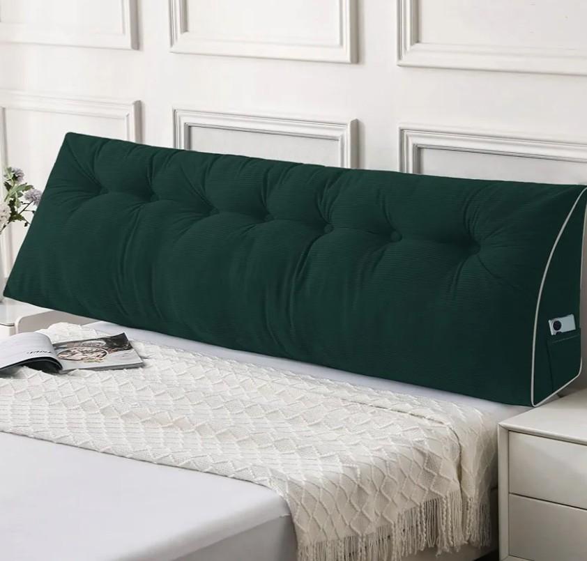 Sasttie Headboard Pillow King, Wedge Pillow Headboard for Sitting Up in Bed, Back-Rest Support Triangular Cushion for Reading - Features Removable Washable Cover, Green