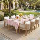 Softalker Pink Gingham Tablecloth Rectangle, Outdoor Linen Cotton Checkered Table Cloth with Tassel, Heavy Duty Wrinkle Free Buffalo Plaid Table Cover for Kitchen Dining Home Party - 55 x 102 Inch