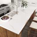 VEELIKE Minimalist White Marble Contact Paper for Countertops Peel and Stick Countertop Contact Paper Waterproof 24''x118'' Thick Marble Wallpaper Self Adhesive Counter Top Covers for Kitchen Bathroom