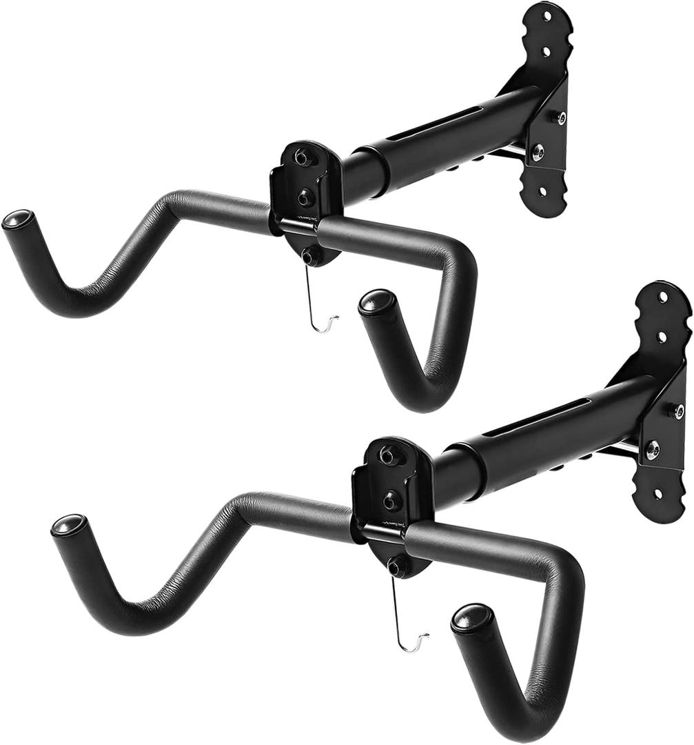 Gootus Bike Wall Mount Hanger - Horizontal Bicycle Indoor Storage Rack | Cycling Wall Mounted Holder Hook - Hang Your Road, Mountain or Hybrid Bikes in Garage or Home (Black 2Pack)