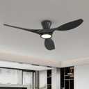 TALOYA 52 Inch Ceiling Fan with Led Light Remote Control Flush Mount Low Profile for Bedroom Farmhouse Patio Outdoor Living Room Kitchen Dining Room,DC Motor,Reversible,Black, 52 Inch-Standard